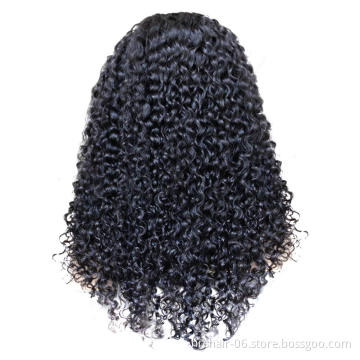 hair extension products  European virgin hair natural black jerry curly 4x4 lace wig